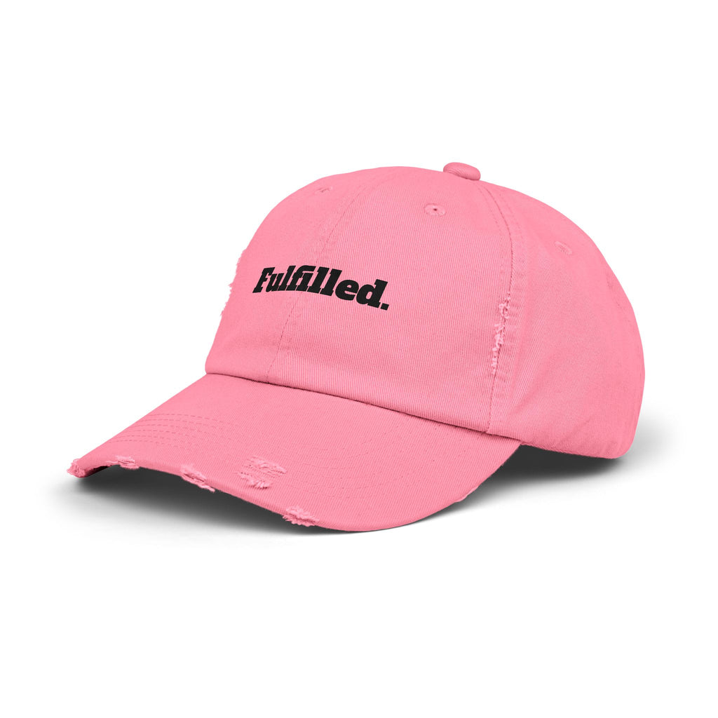 Fulfilled Distressed Baseball Cap — Vintage Washed Black Dad Hat