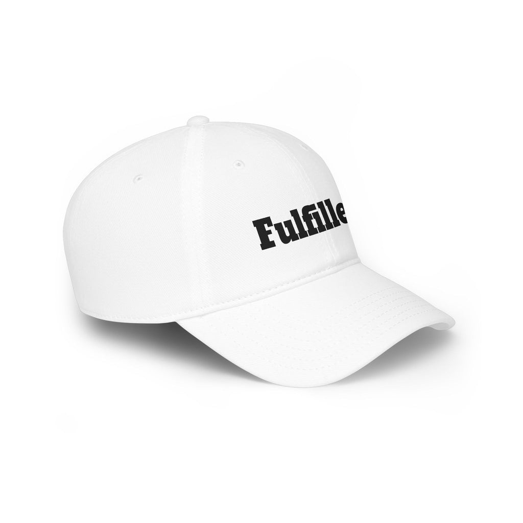 Fulfilled Baseball Cap — Red Low Profile Dad Hat with "Fulfilled." Embroidery