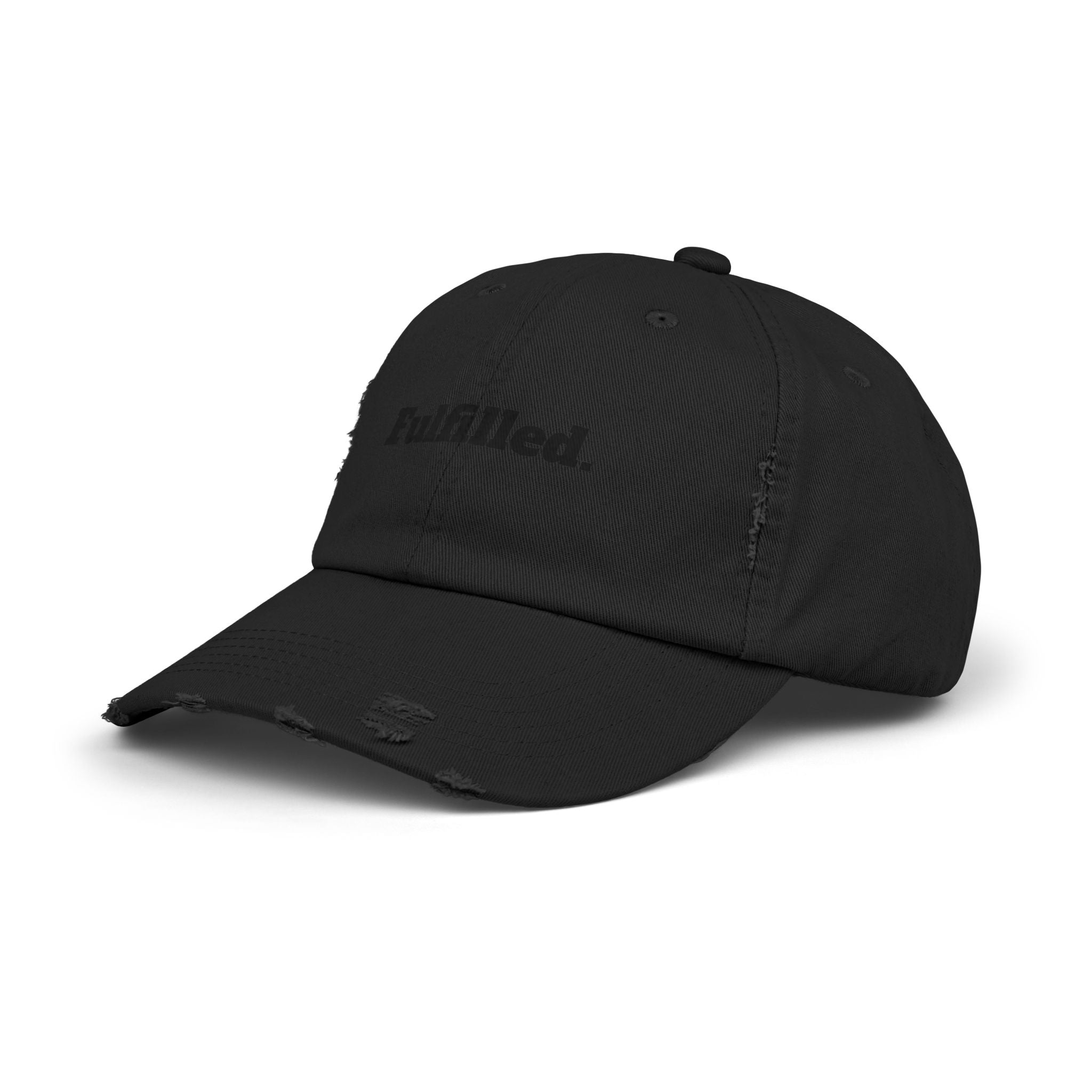 Fulfilled Distressed Baseball Cap — Vintage Washed Black Dad Hat