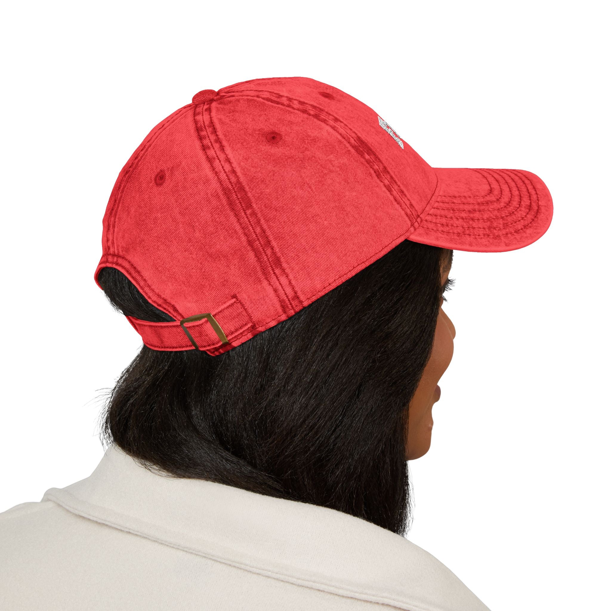 Fulfilled Embroidered Vintage Cap - Distressed Red Dad Hat