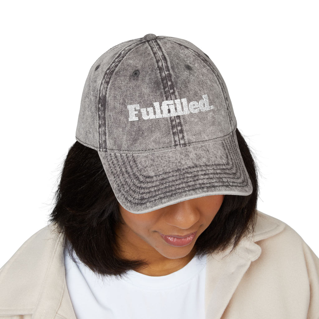 Fulfilled Embroidered Vintage Cap - Distressed Red Dad Hat