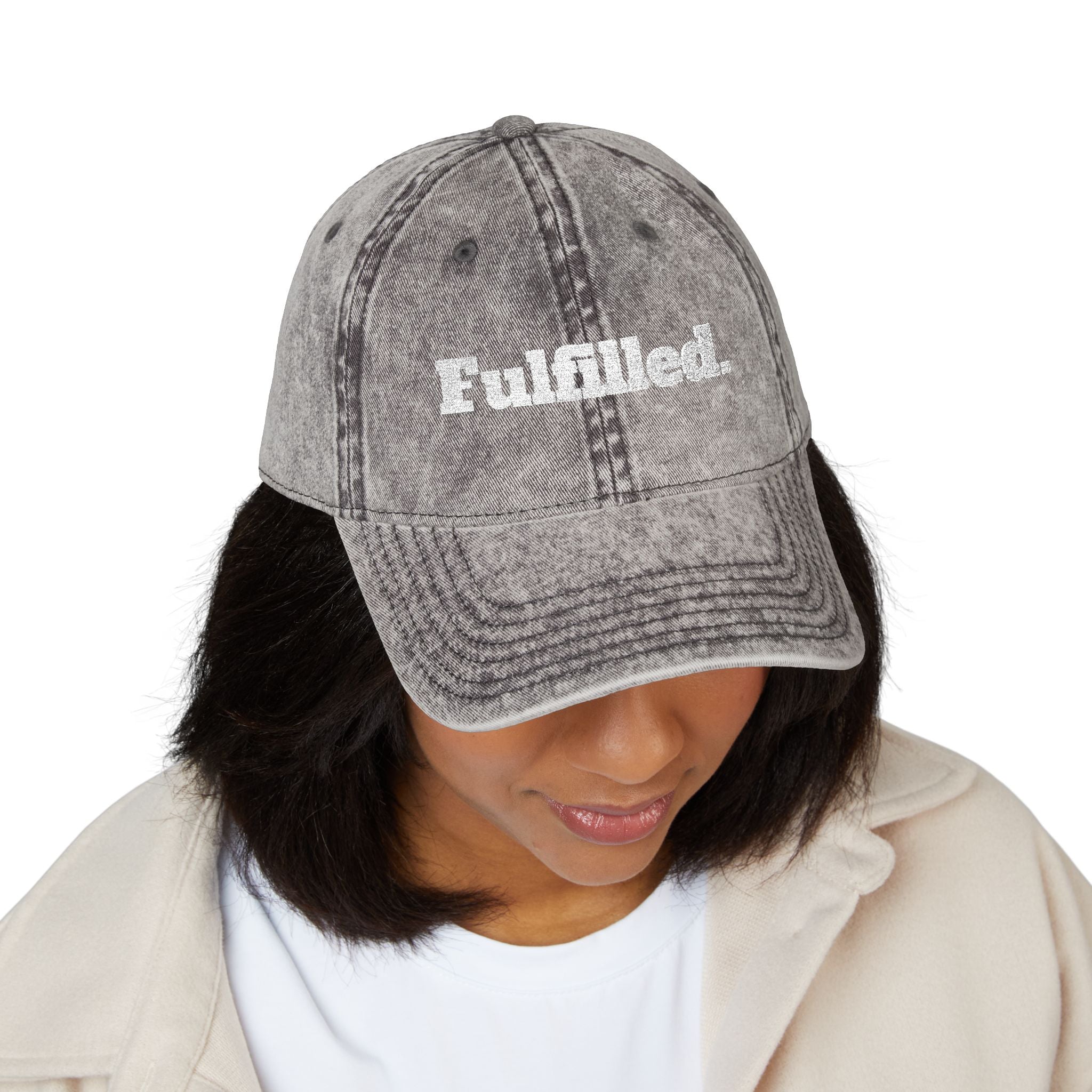 Fulfilled Embroidered Vintage Cap - Distressed Red Dad Hat