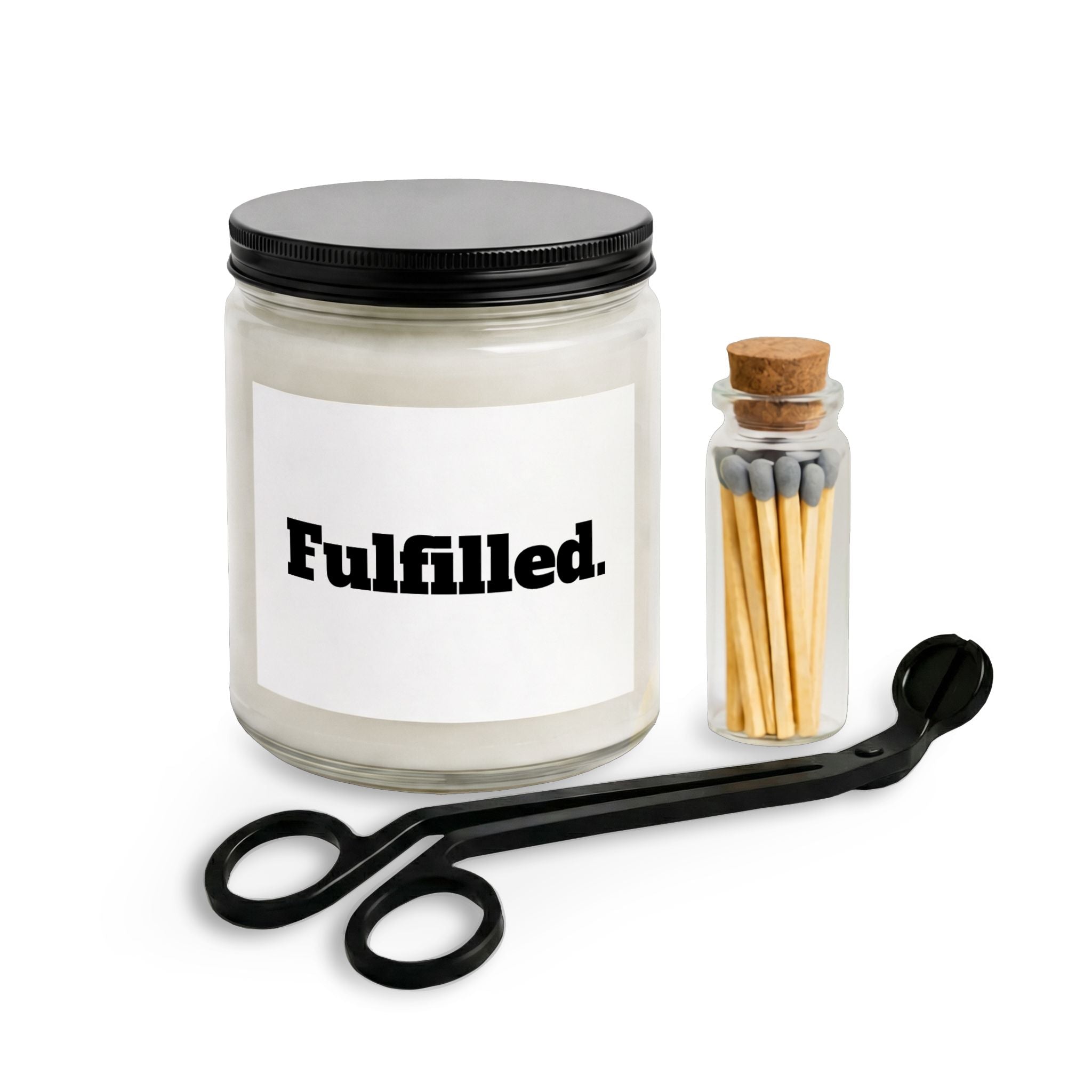 Fulfilled Candle Set — Scented Jar Candle with Matches & Wick Trimmer