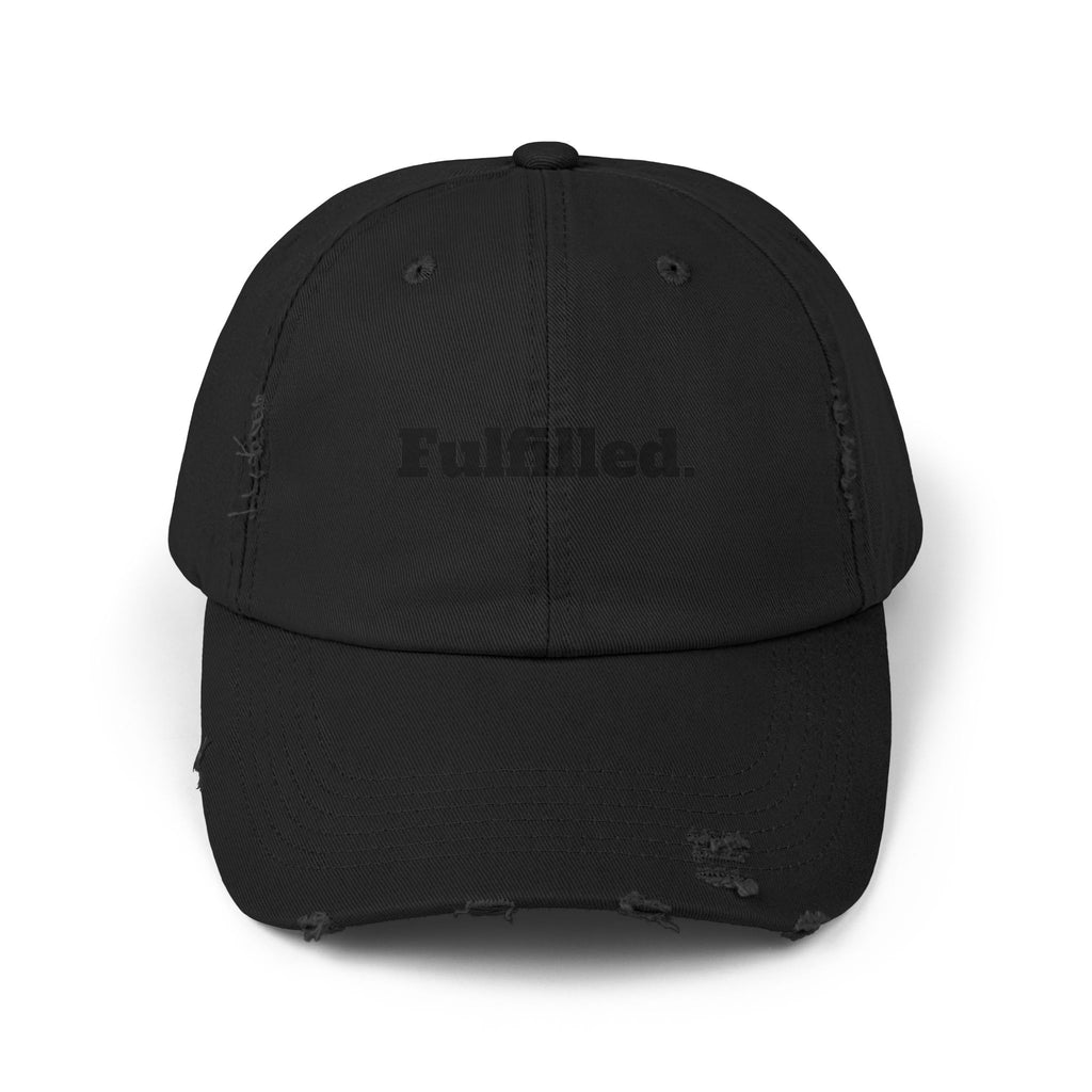 Fulfilled Distressed Baseball Cap — Vintage Washed Black Dad Hat
