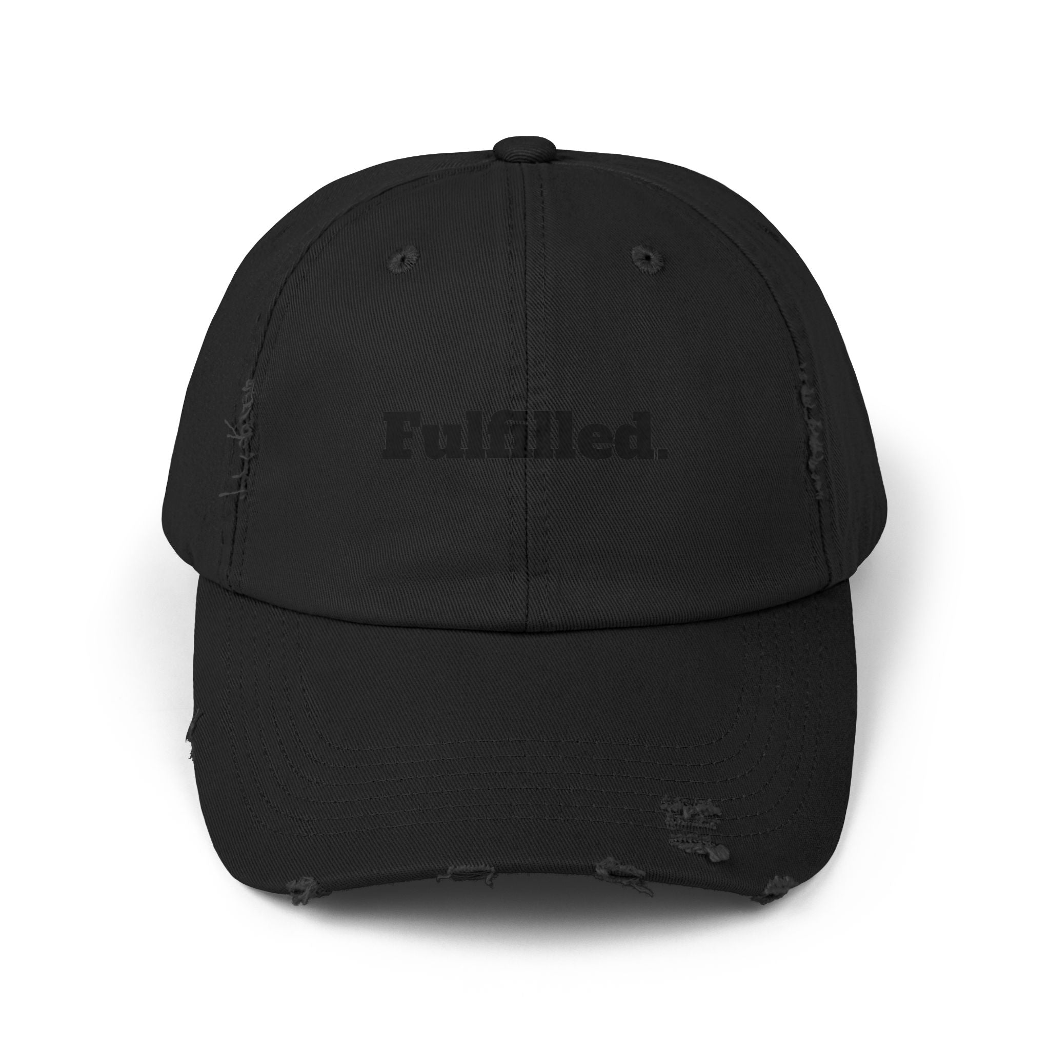 Fulfilled Distressed Baseball Cap — Vintage Washed Black Dad Hat