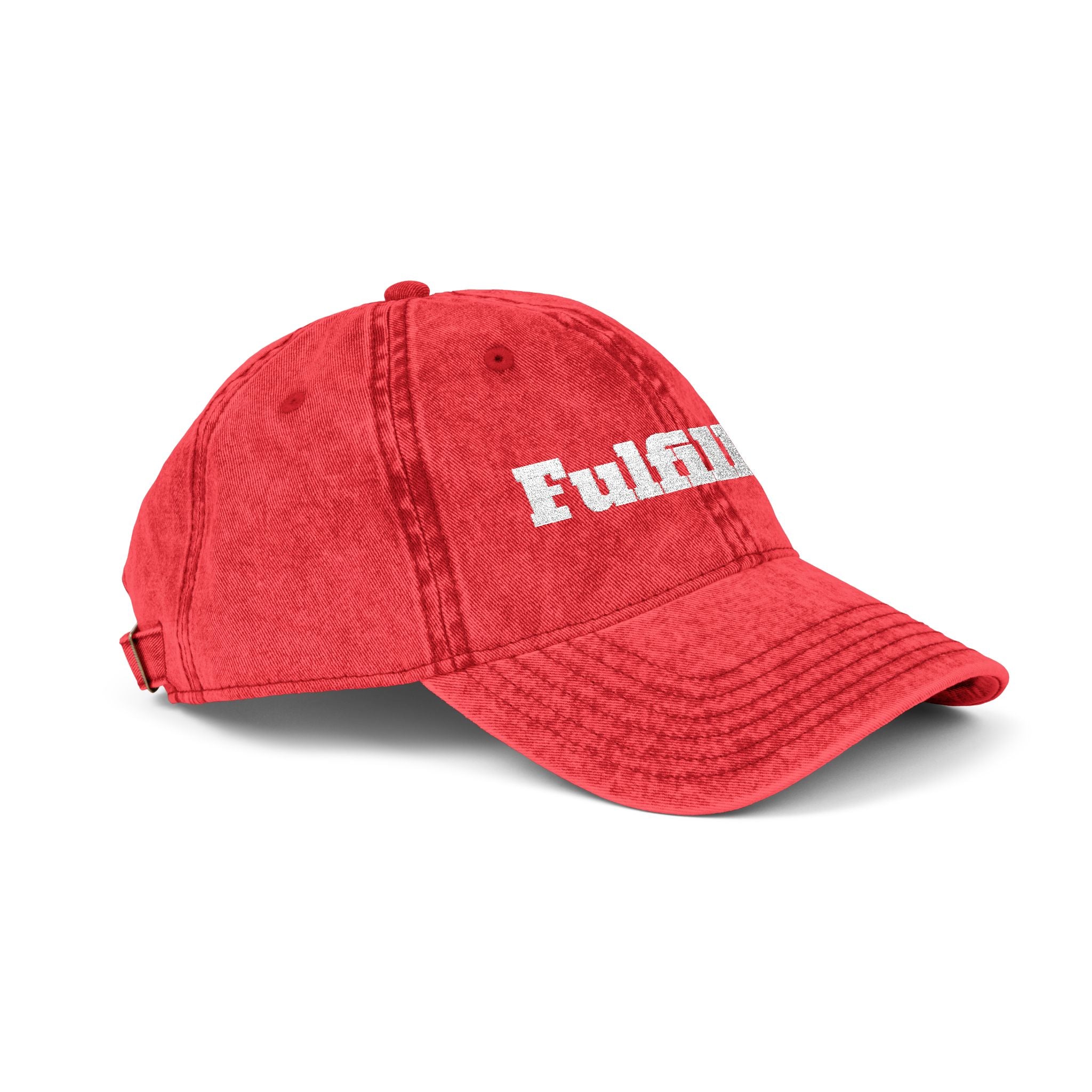 Fulfilled Embroidered Vintage Cap - Distressed Red Dad Hat