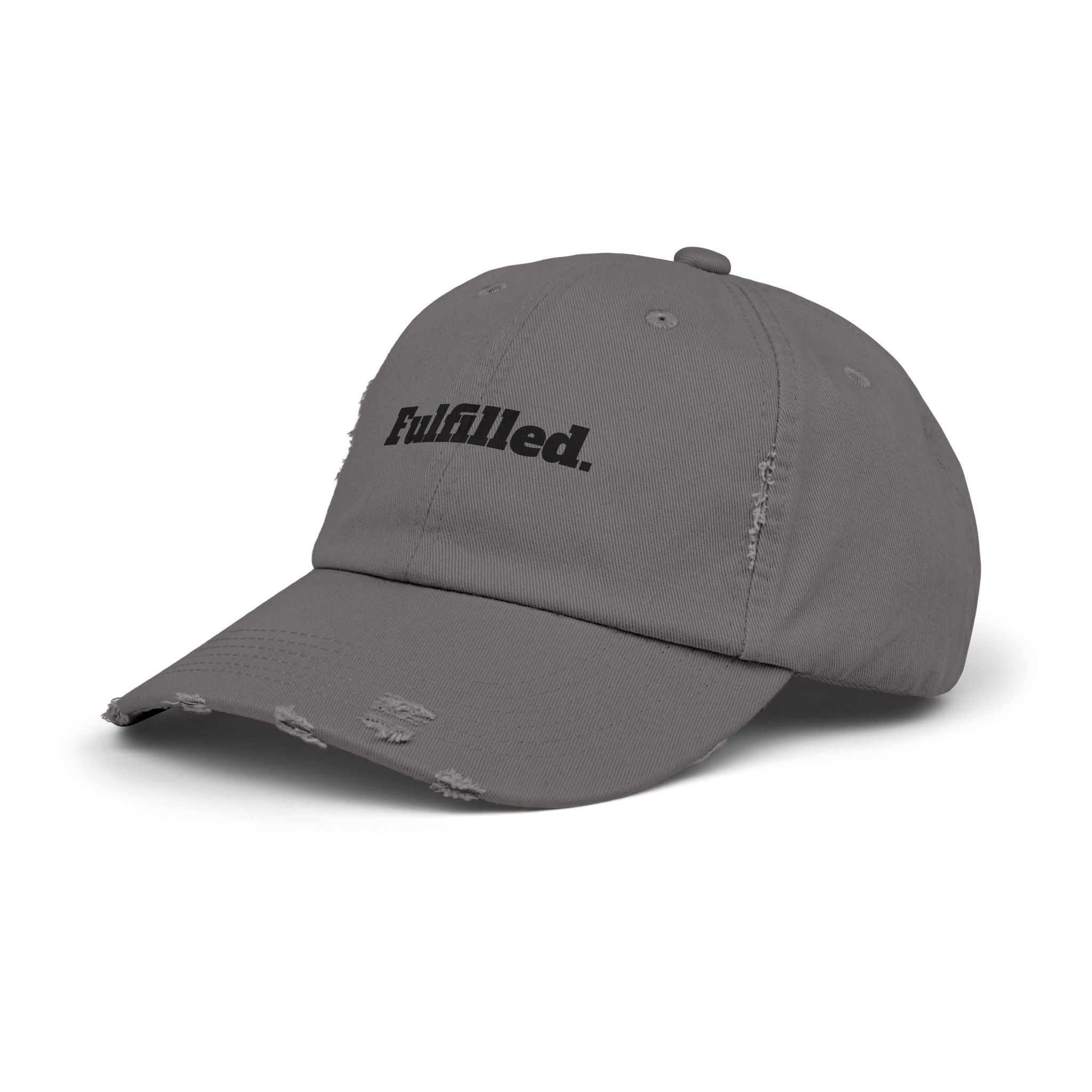 Fulfilled Distressed Baseball Cap — Vintage Washed Black Dad Hat
