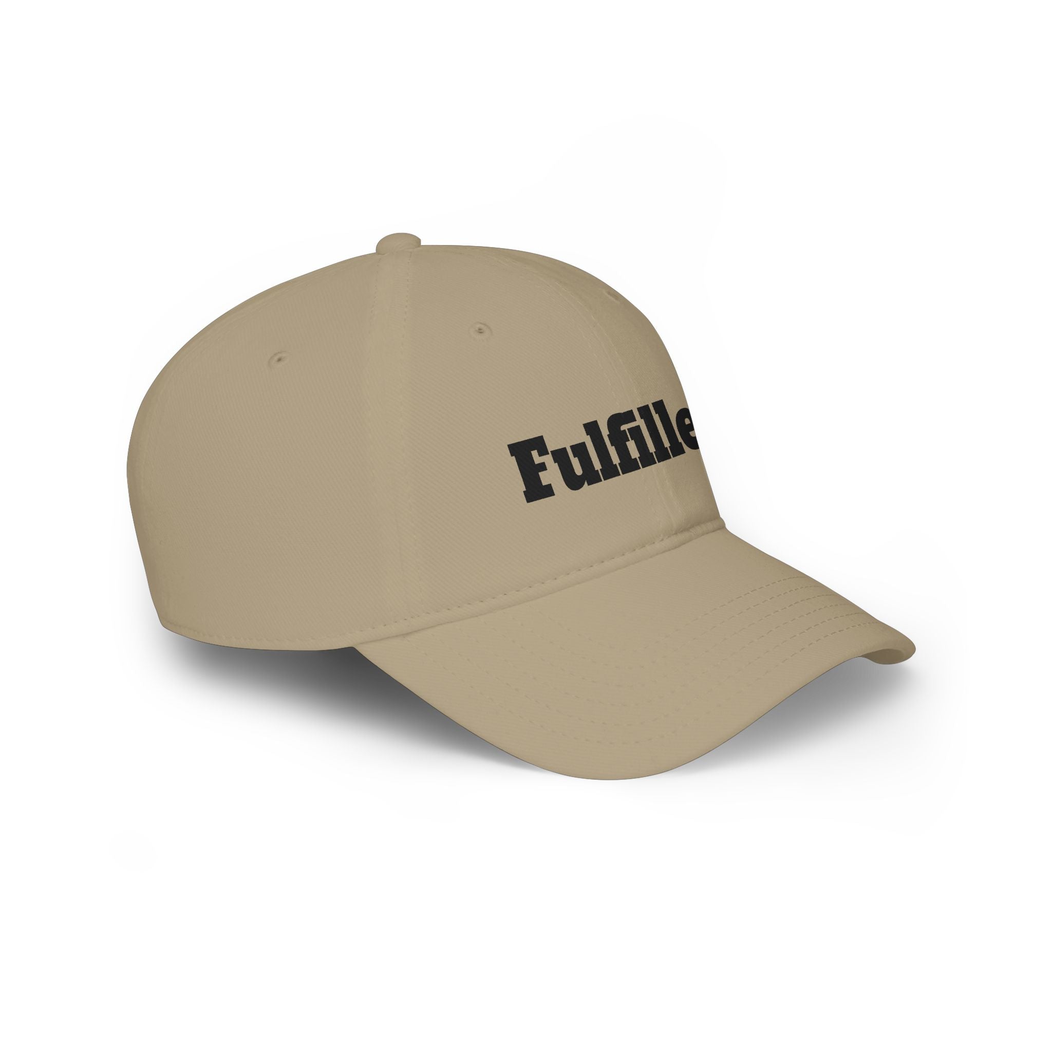 Fulfilled Baseball Cap — Red Low Profile Dad Hat with "Fulfilled." Embroidery