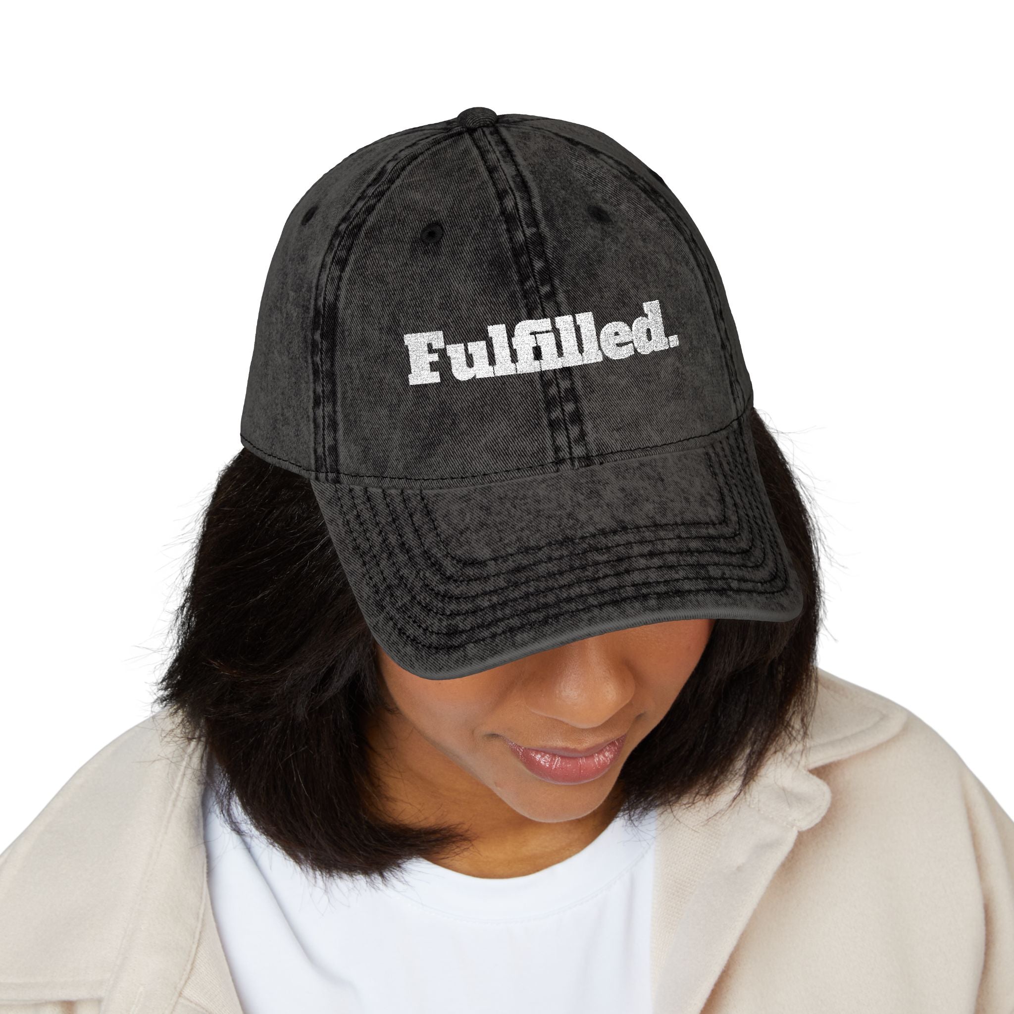 Fulfilled Embroidered Vintage Cap - Distressed Red Dad Hat