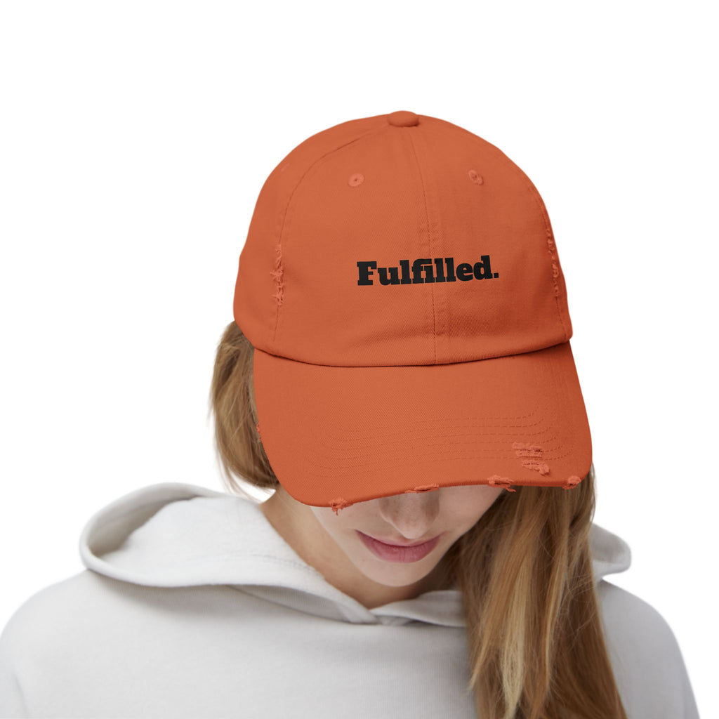 Fulfilled Distressed Baseball Cap — Vintage Washed Black Dad Hat