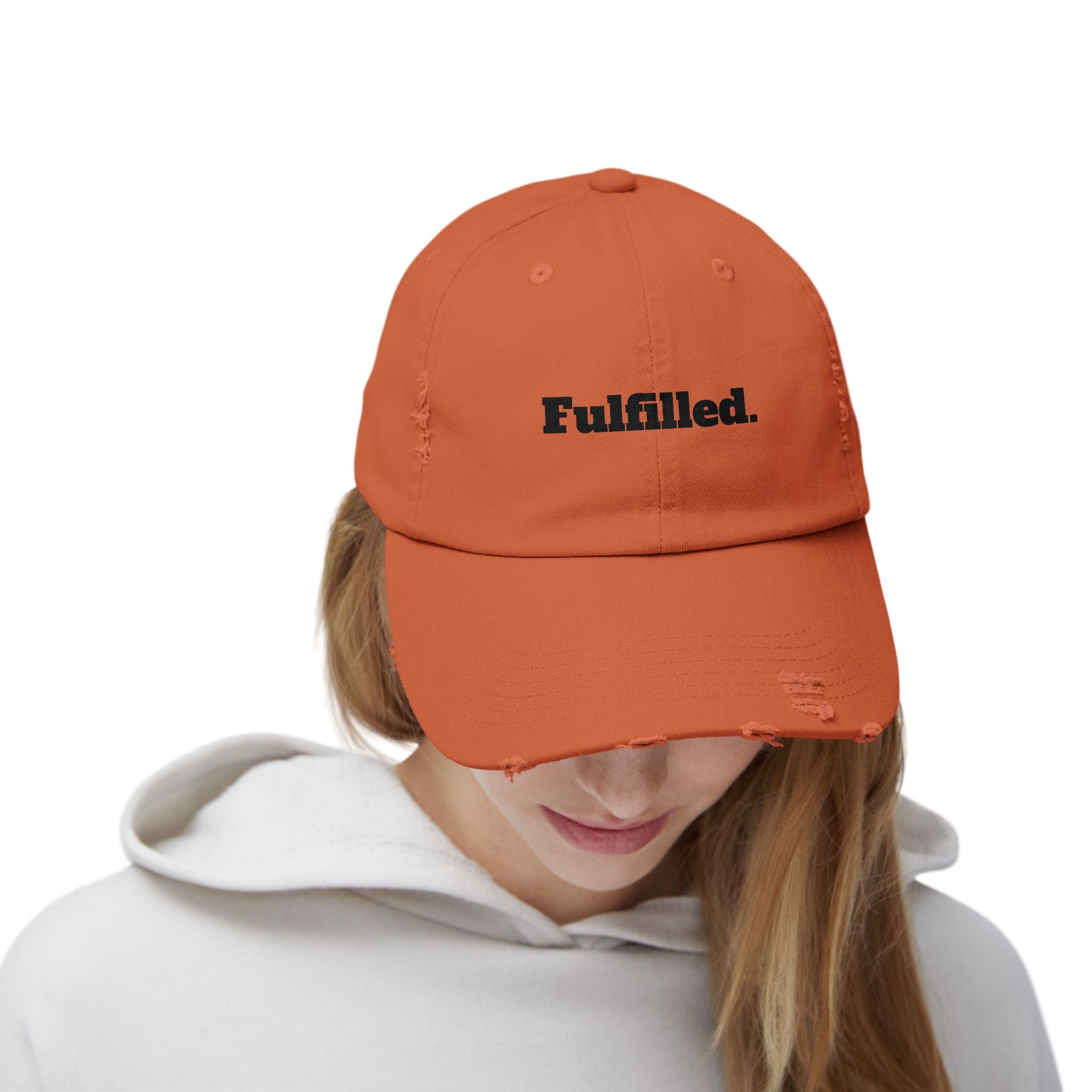 Fulfilled Distressed Baseball Cap — Vintage Washed Black Dad Hat