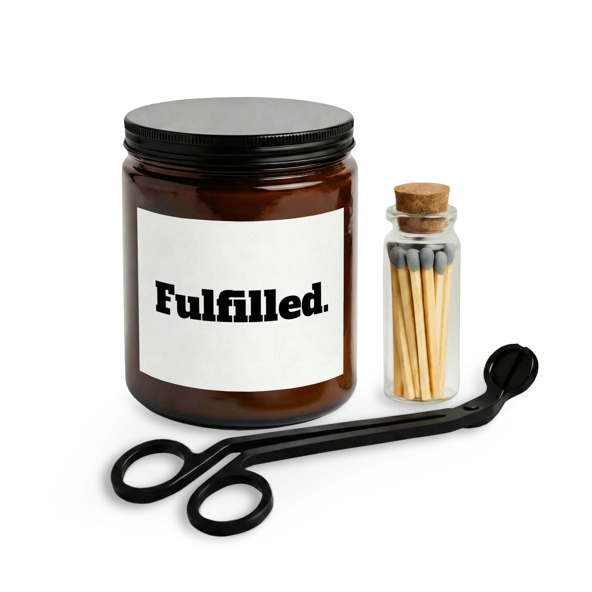 Fulfilled Candle Set — Scented Jar Candle with Matches & Wick Trimmer