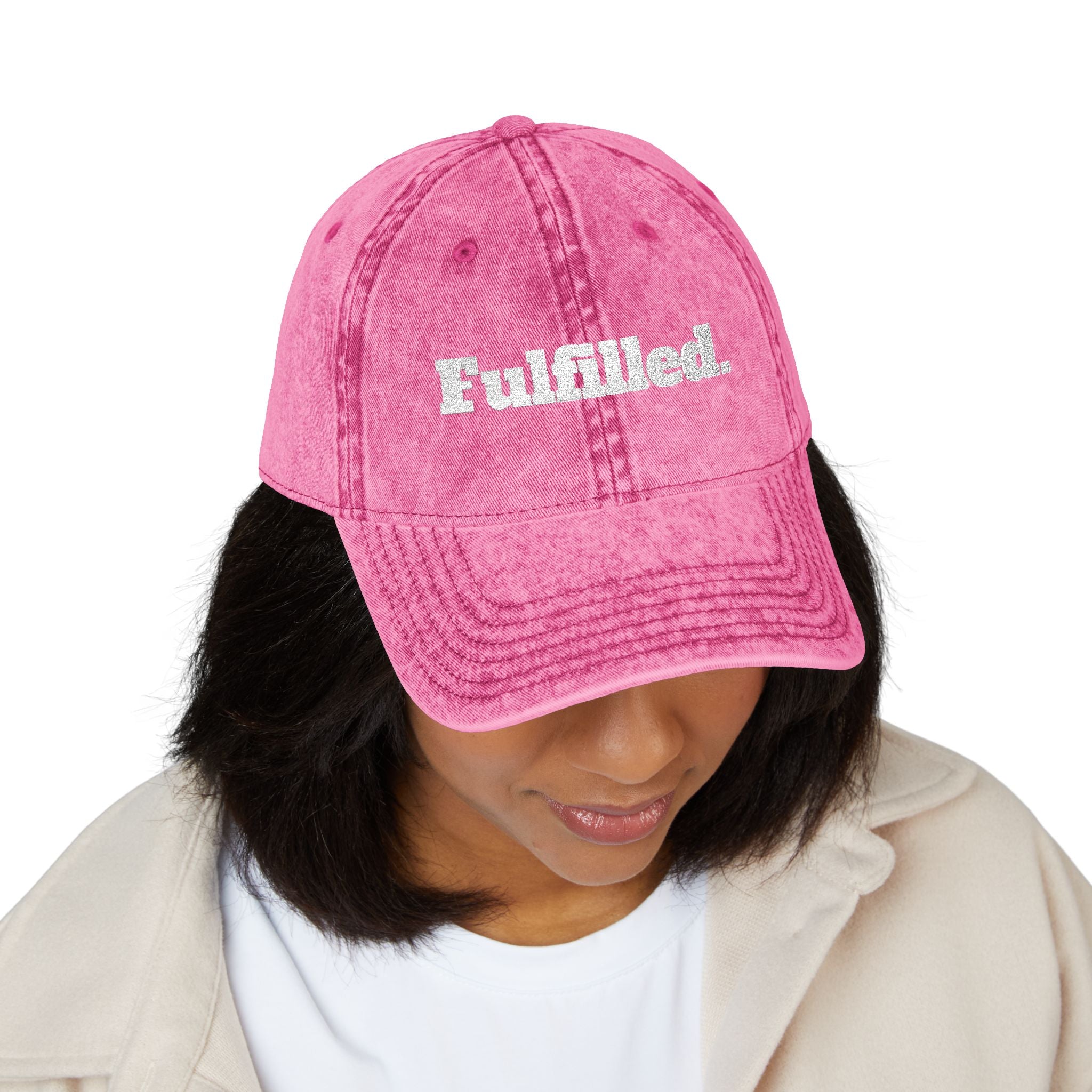 Fulfilled Embroidered Vintage Cap - Distressed Red Dad Hat
