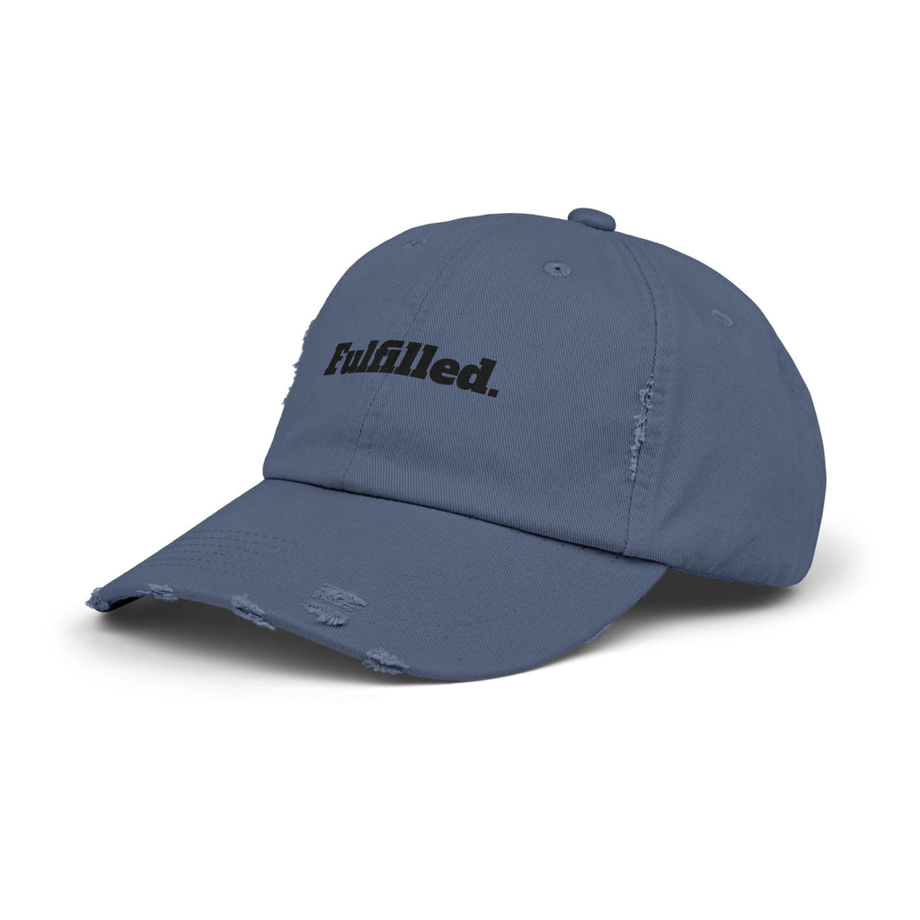 Fulfilled Distressed Baseball Cap — Vintage Washed Black Dad Hat