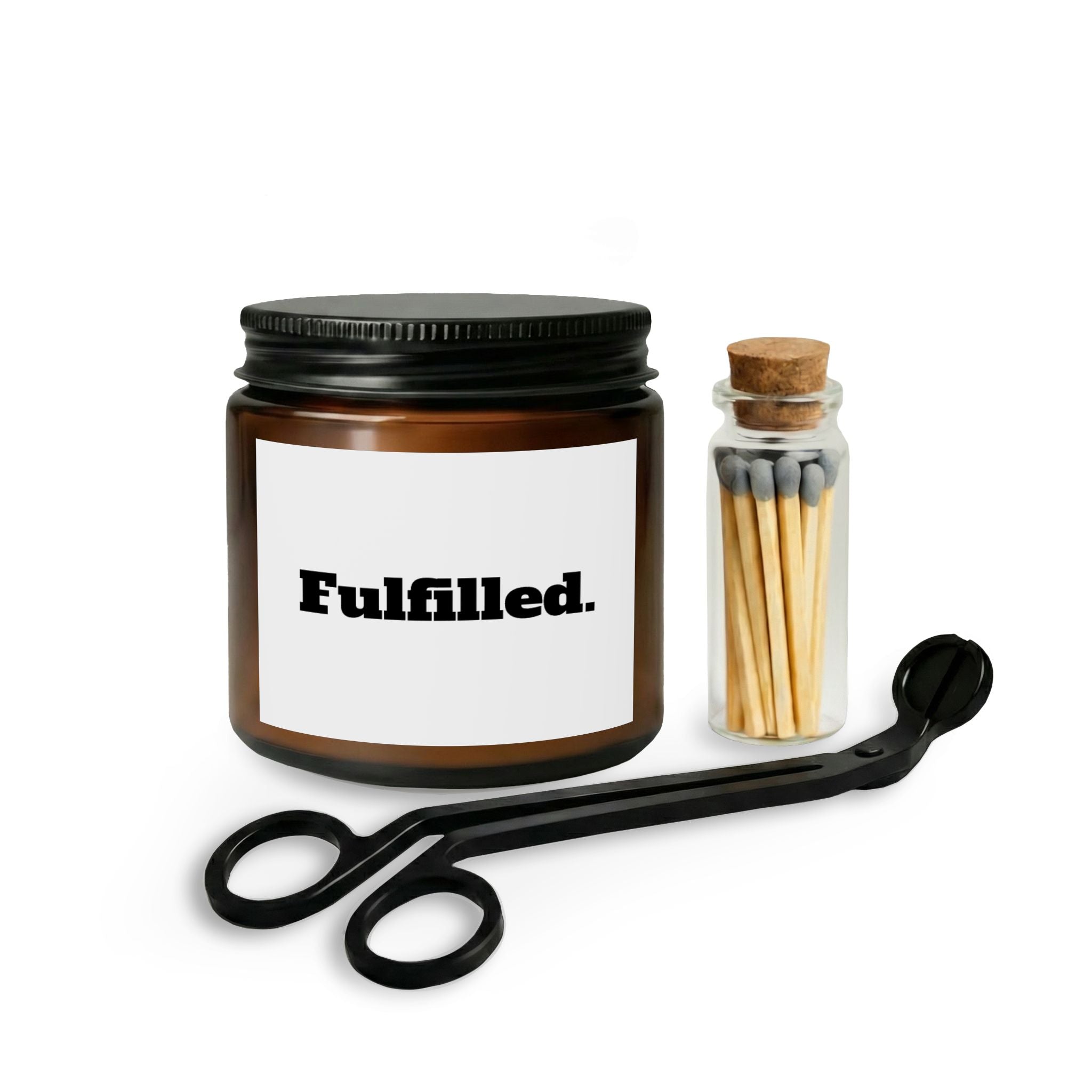 Fulfilled Candle Set — Scented Jar Candle with Matches & Wick Trimmer