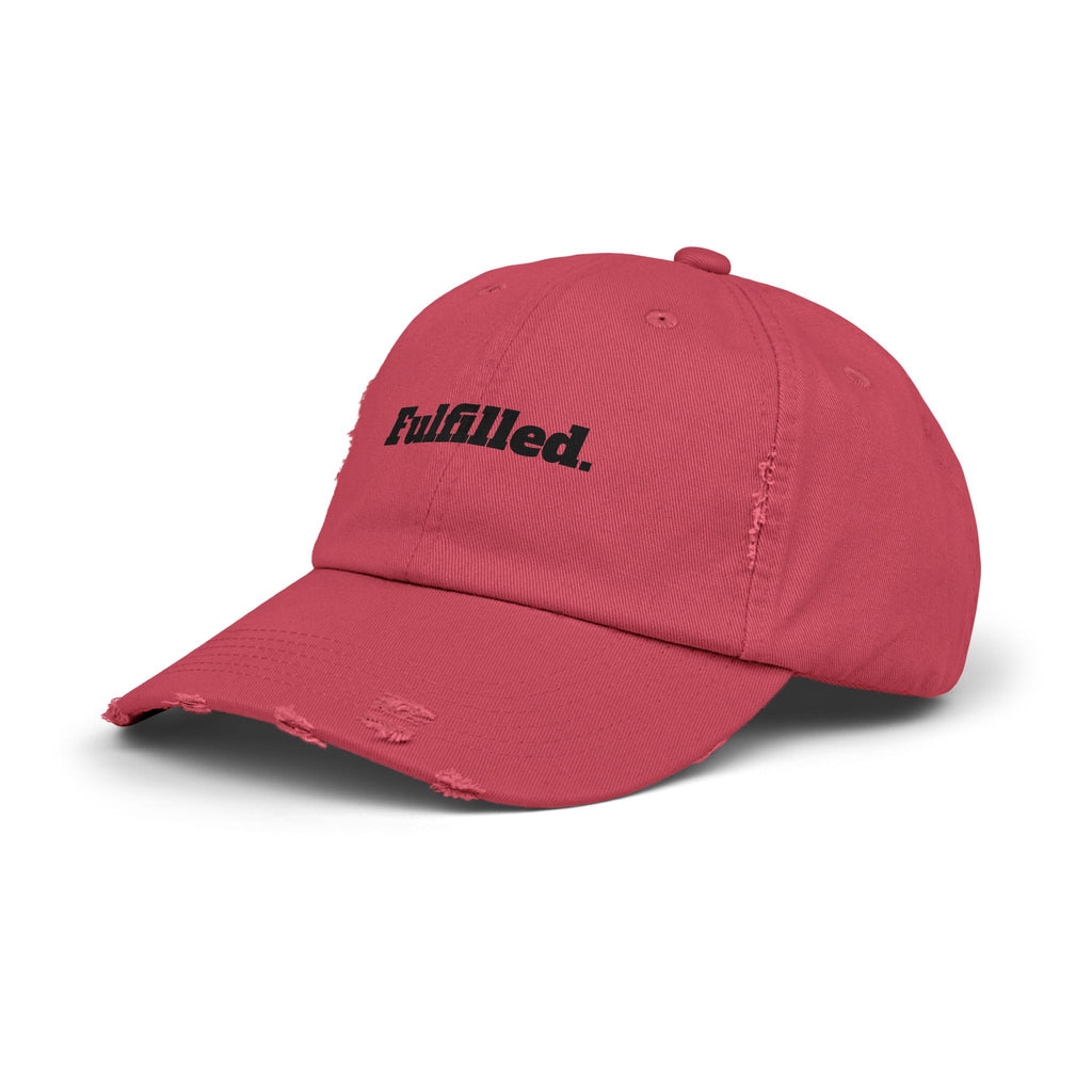 Fulfilled Distressed Baseball Cap — Vintage Washed Black Dad Hat