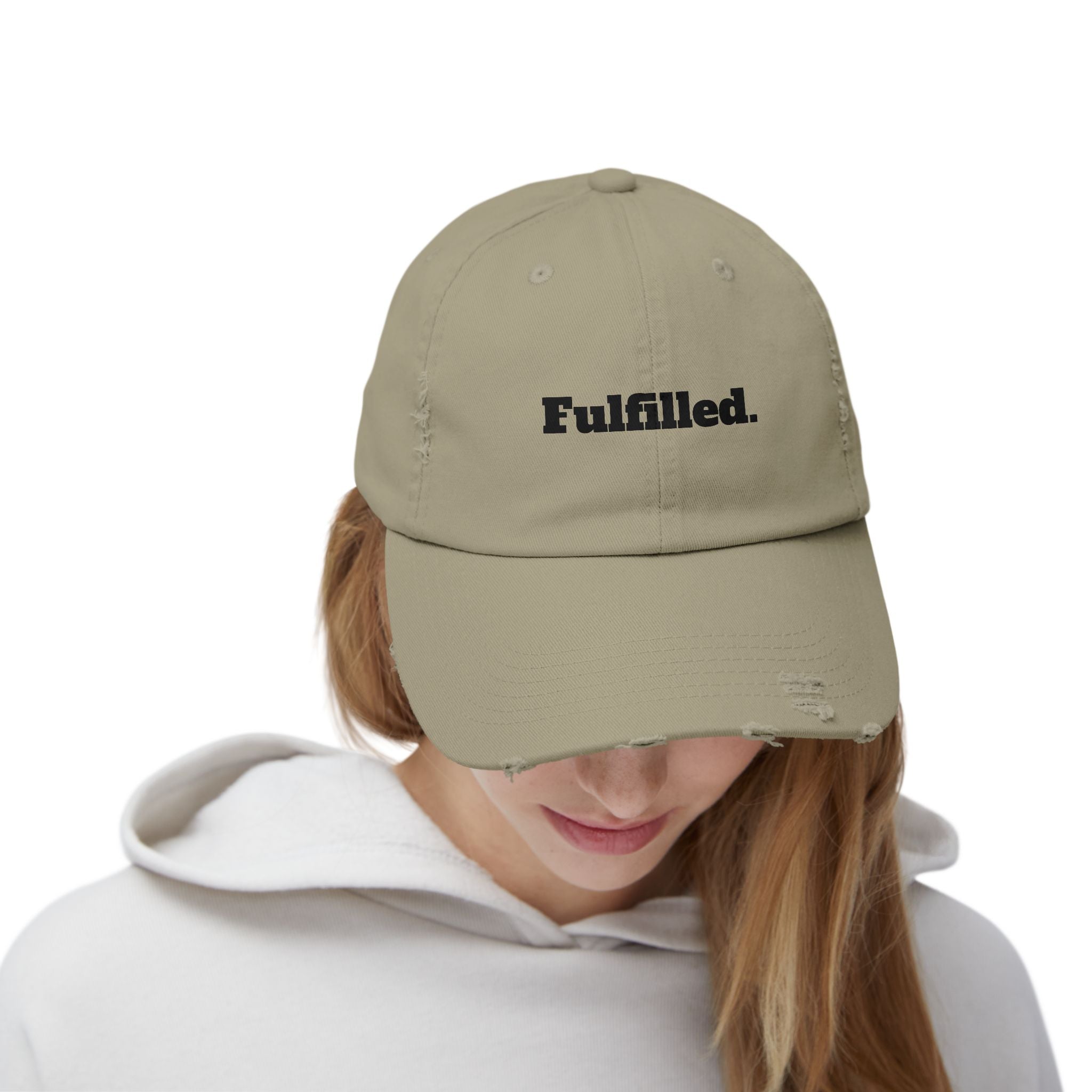 Fulfilled Distressed Baseball Cap — Vintage Washed Black Dad Hat