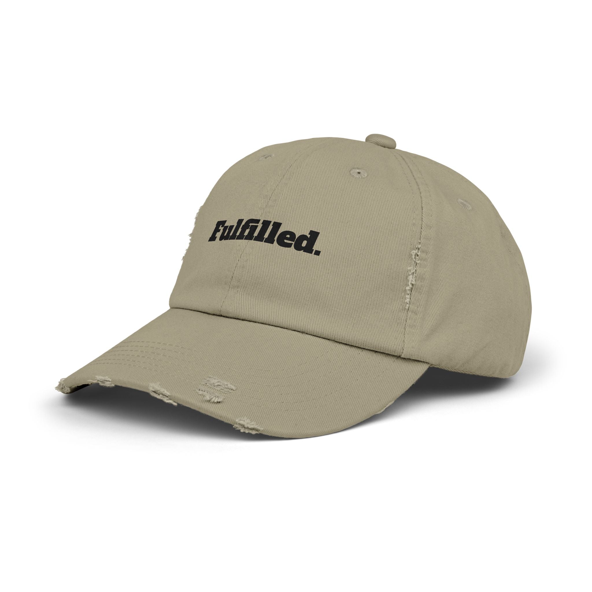 Fulfilled Distressed Baseball Cap — Vintage Washed Black Dad Hat