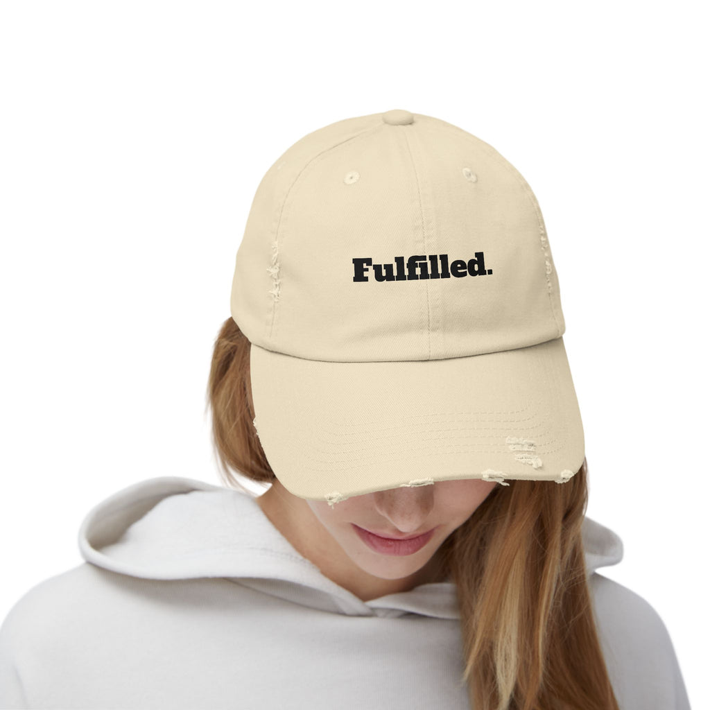 Fulfilled Distressed Baseball Cap — Vintage Washed Black Dad Hat