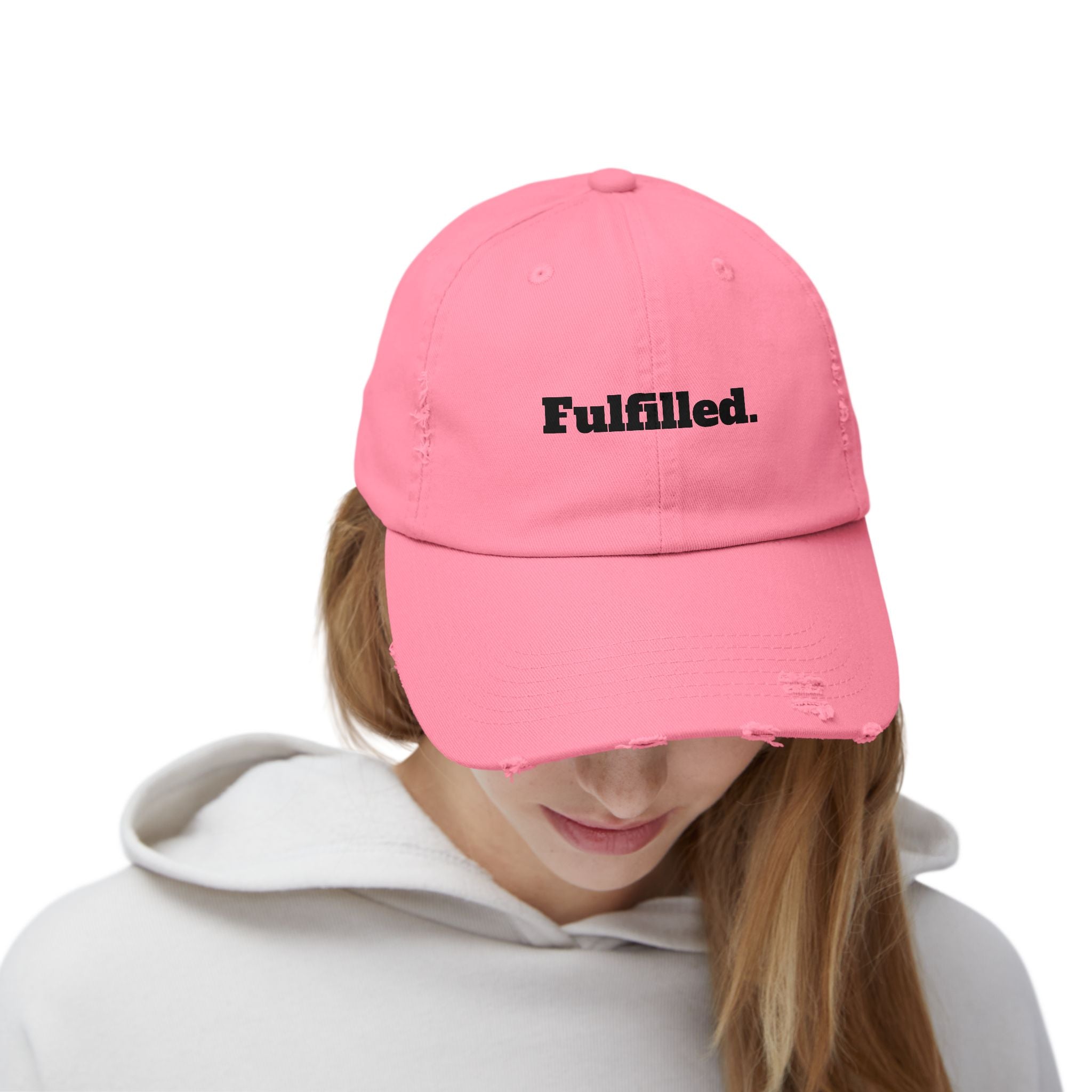 Fulfilled Distressed Baseball Cap — Vintage Washed Black Dad Hat