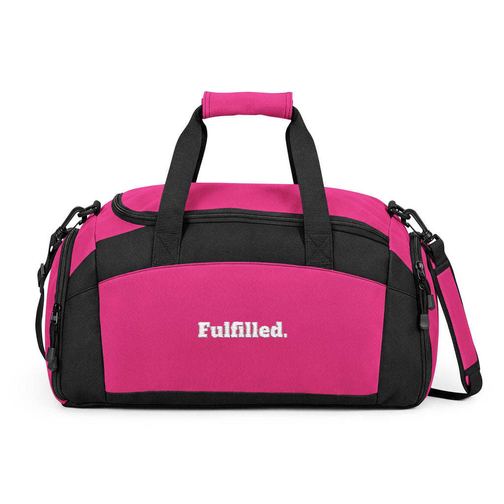 Fulfilled Gym Bag — Black Duffle with 'Fulfilled.' Embroidered