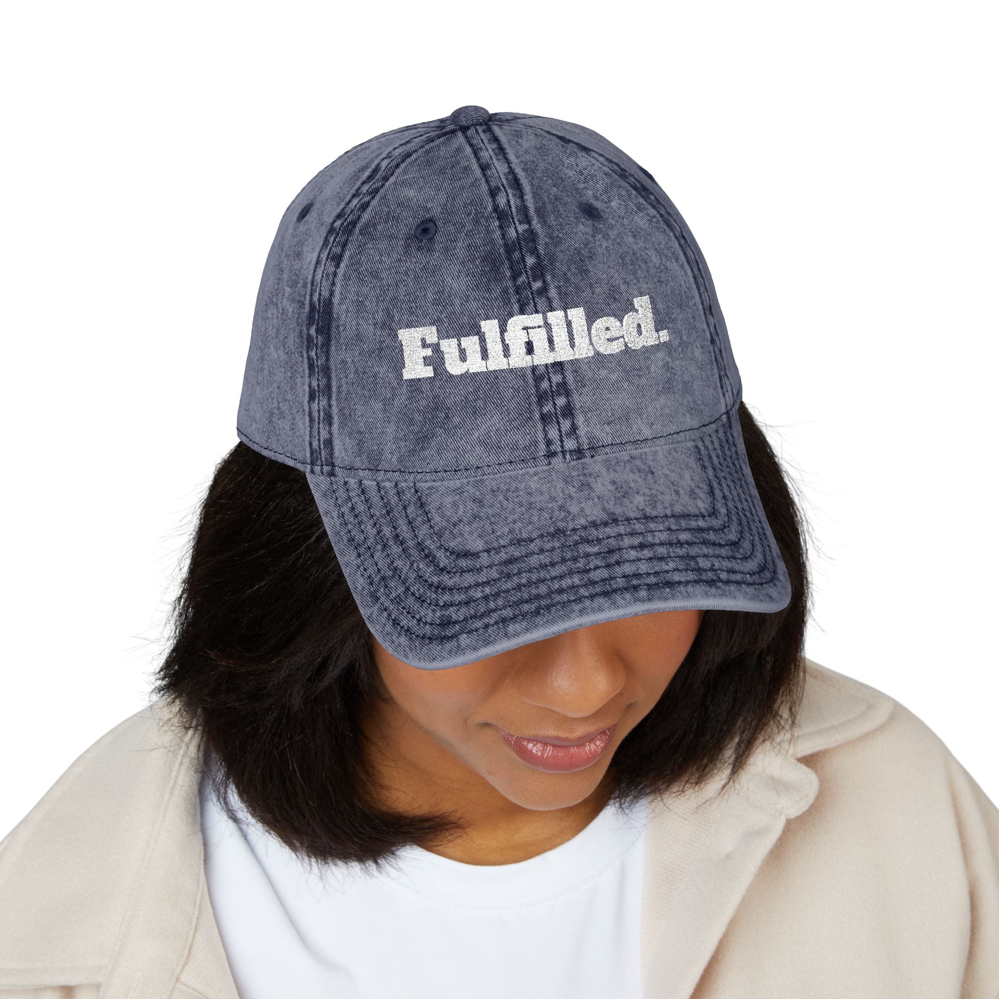 Fulfilled Embroidered Vintage Cap - Distressed Red Dad Hat