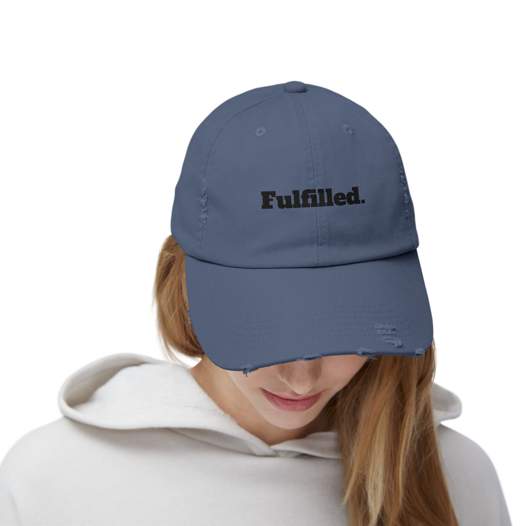 Fulfilled Distressed Baseball Cap — Vintage Washed Black Dad Hat