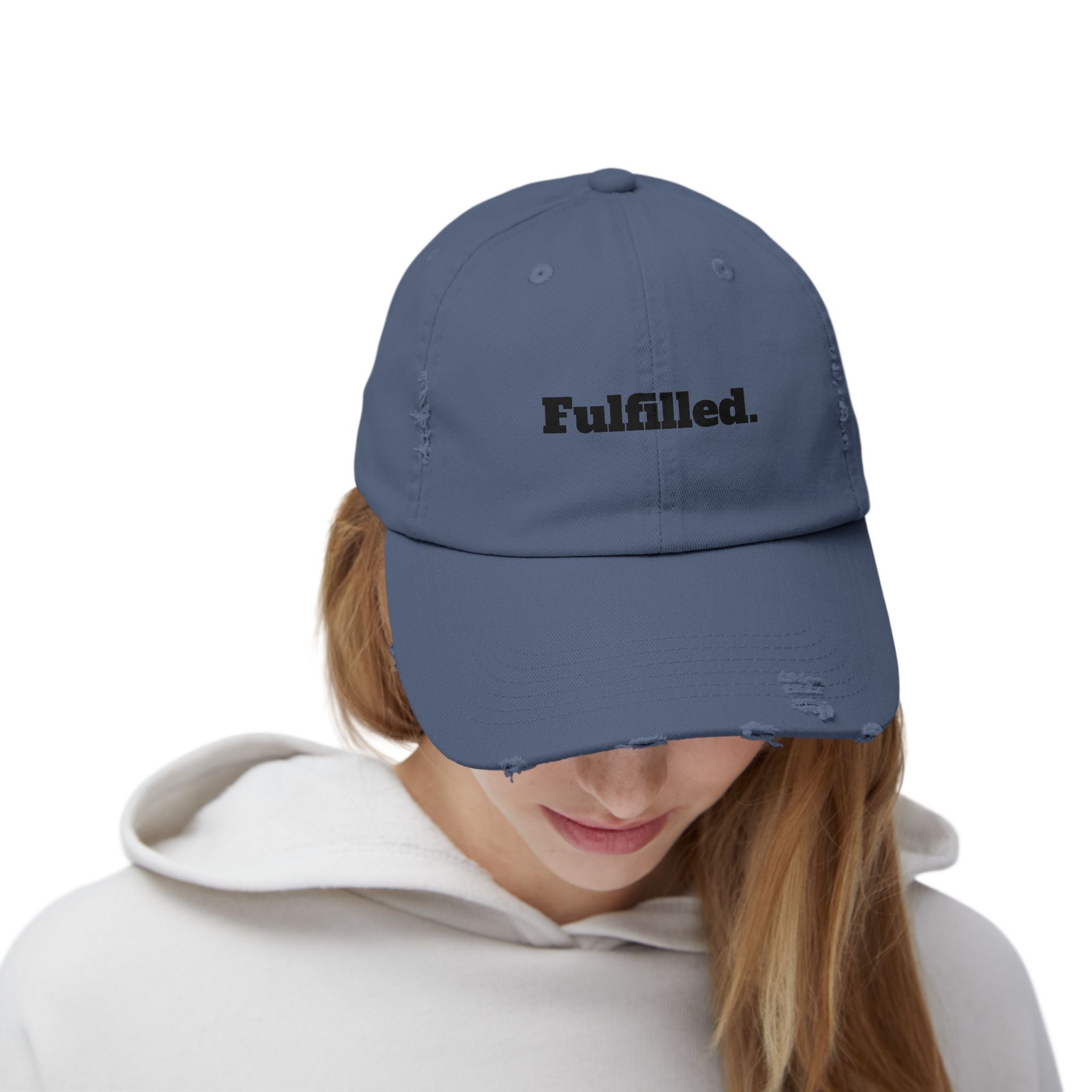Fulfilled Distressed Baseball Cap — Vintage Washed Black Dad Hat