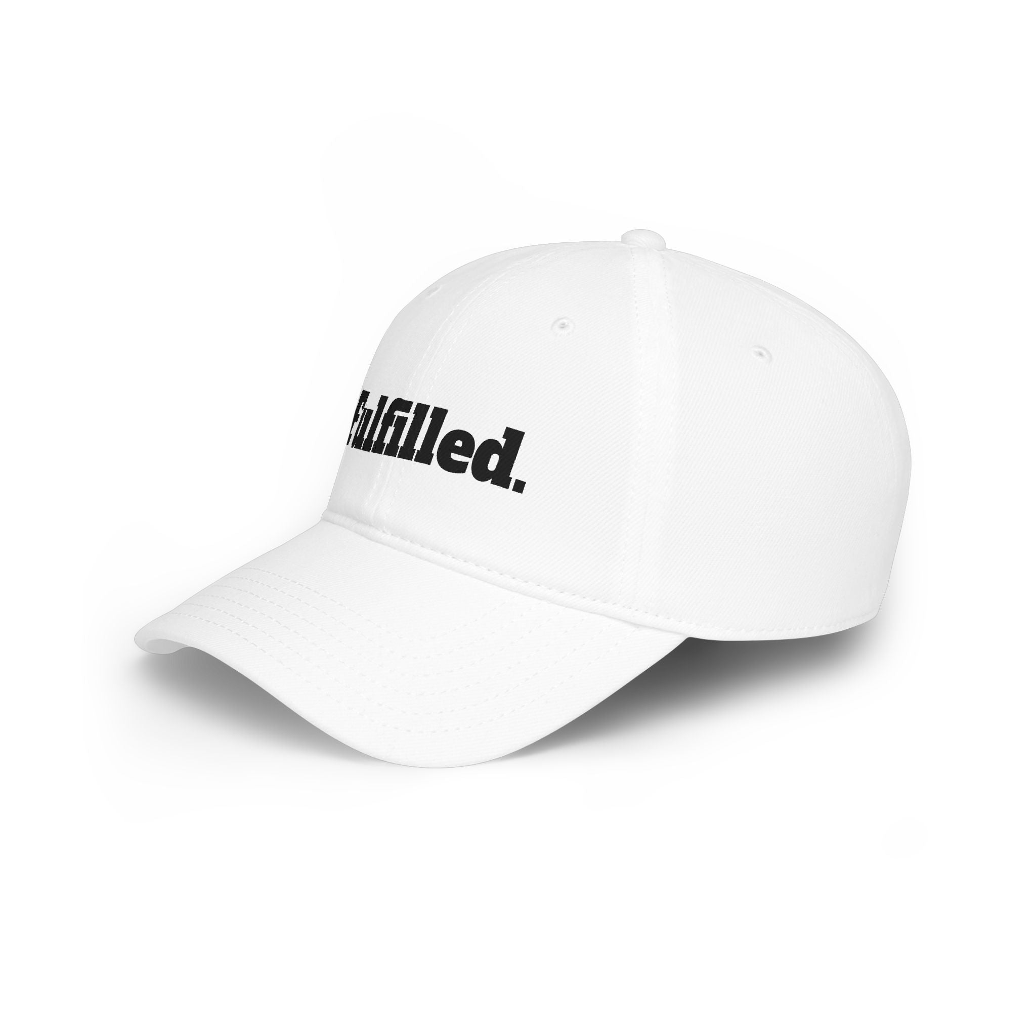 Fulfilled Baseball Cap — Red Low Profile Dad Hat with "Fulfilled." Embroidery