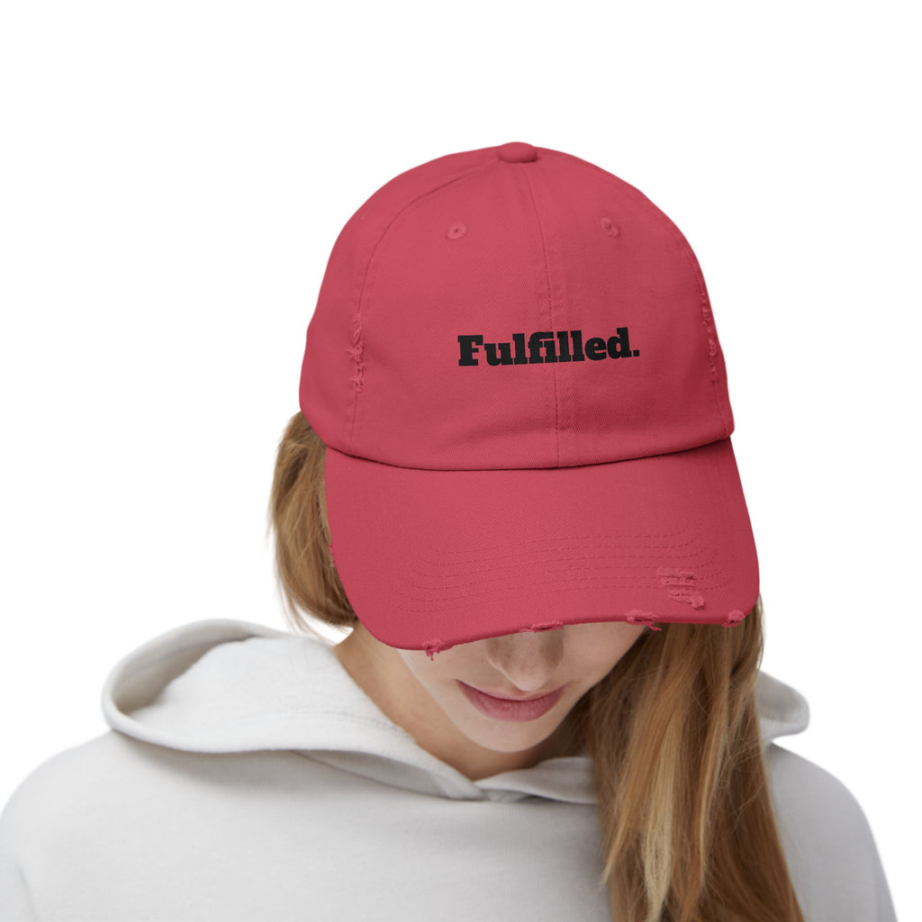 Fulfilled Distressed Baseball Cap — Vintage Washed Black Dad Hat
