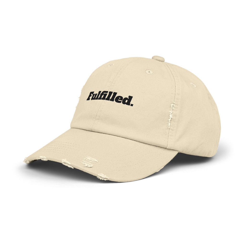 Fulfilled Distressed Baseball Cap — Vintage Washed Black Dad Hat